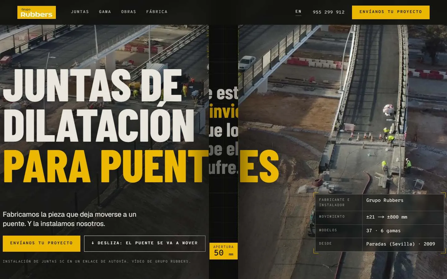 Web de Grupo Rubbers, vista en escritorio