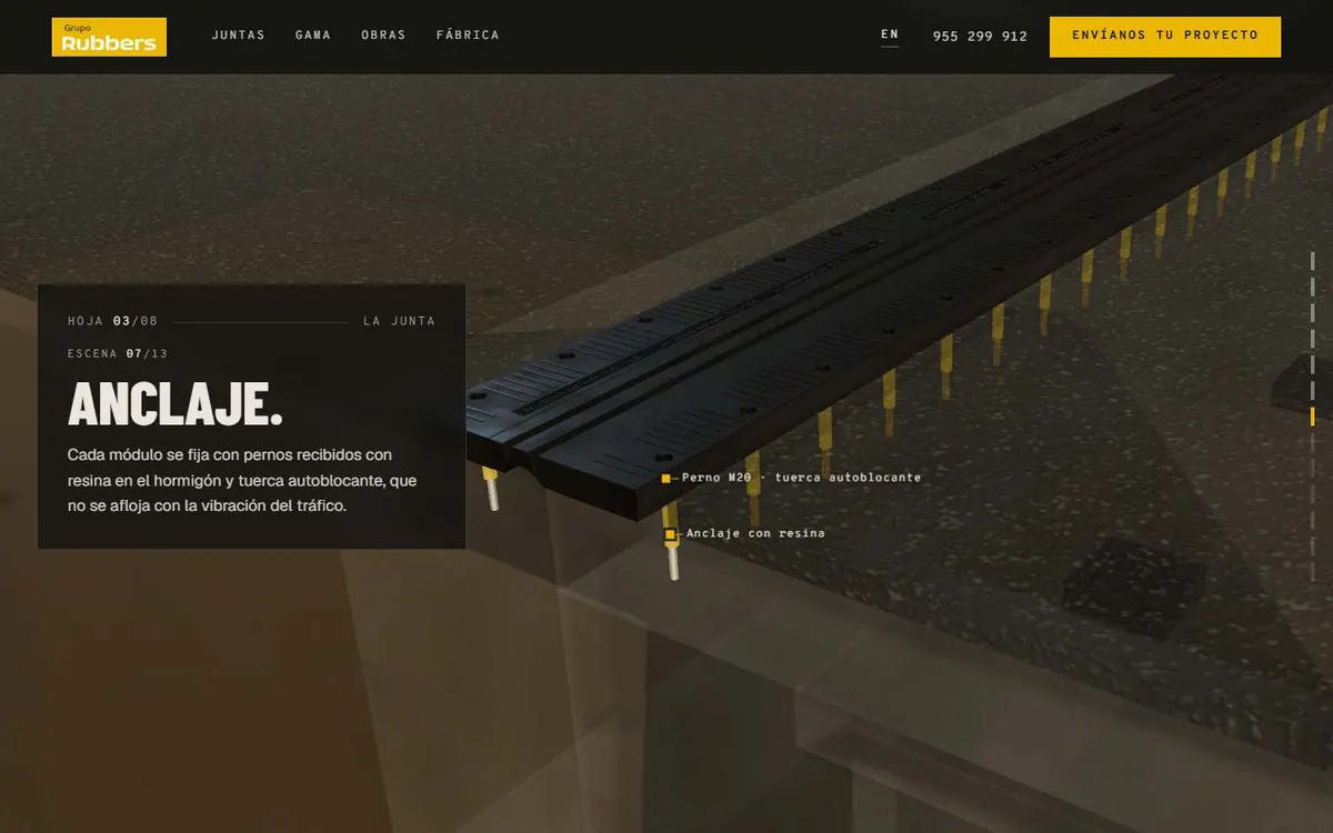 Grupo Rubbers: Anclaje, modelo 3D