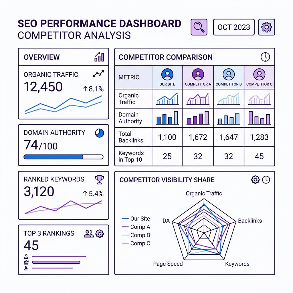 seo performance dashboard analisis competencia